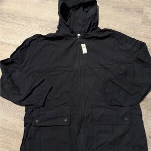Women’s Black Hooded Field Coat - Lightweight Military-Inspired